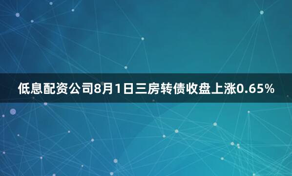 低息配资公司8月1日三房转债收盘上涨0.65%